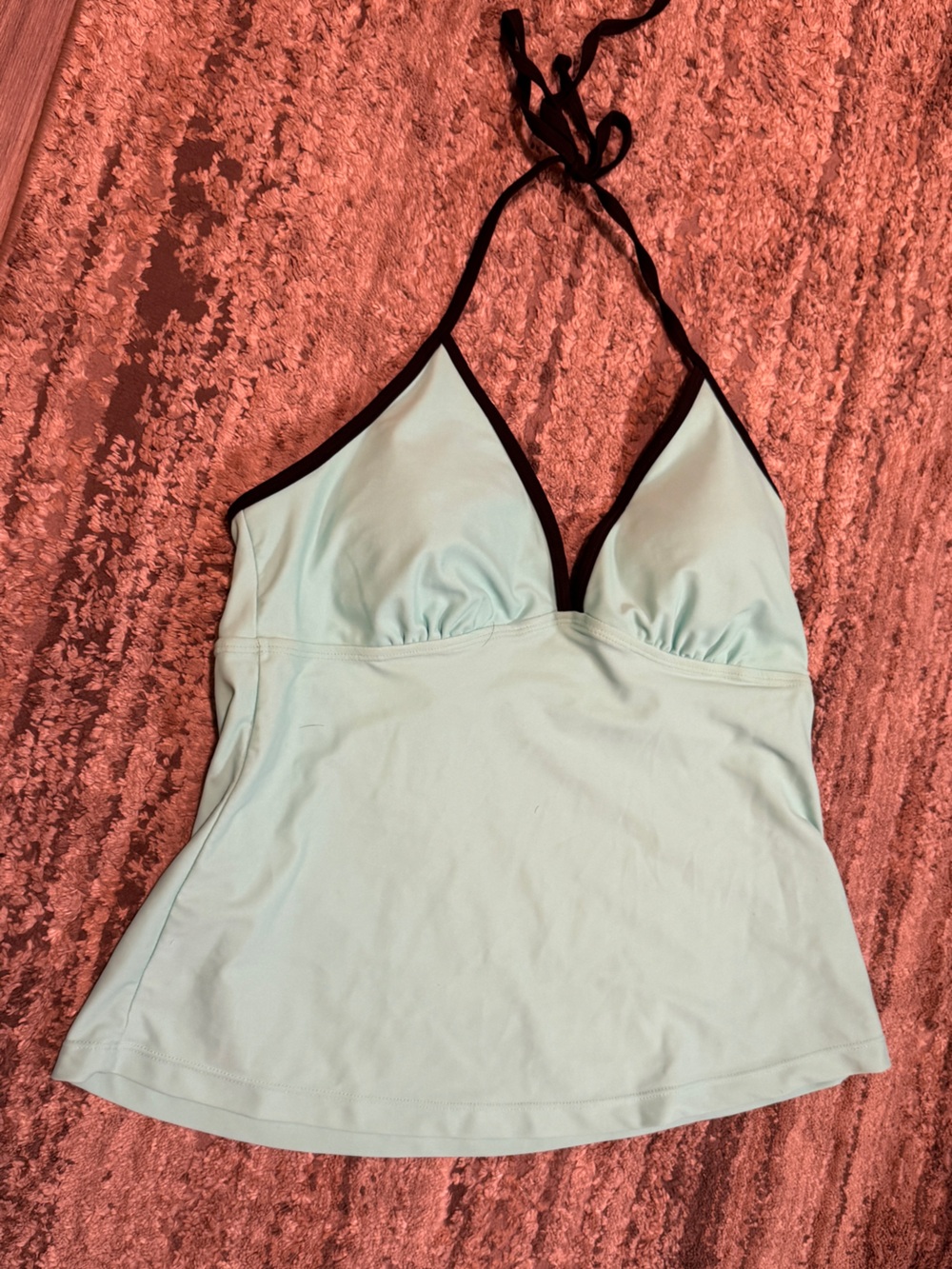 Converse Light Aqua Halter Camisole with Black Trim